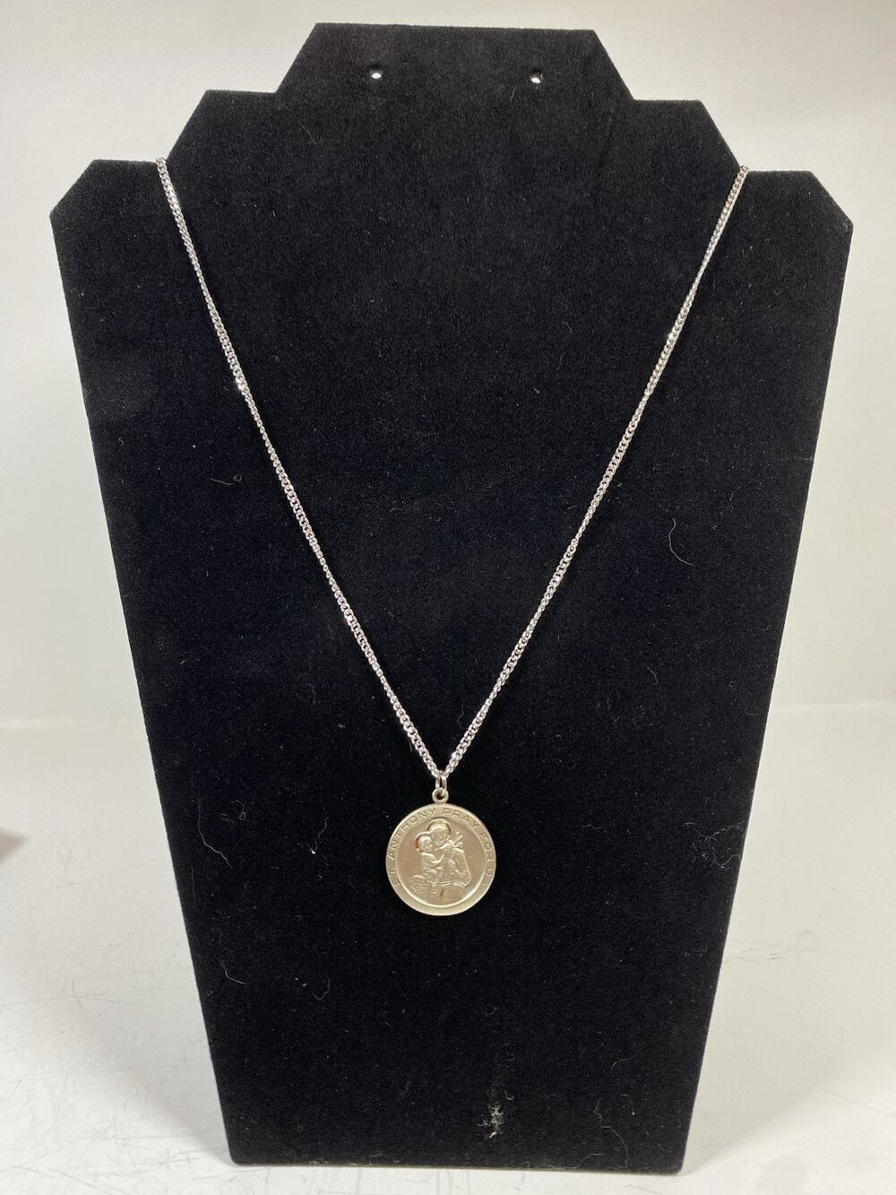 Vintage Chapel Sterling Silver 925 St. Anthony Pendant Necklace